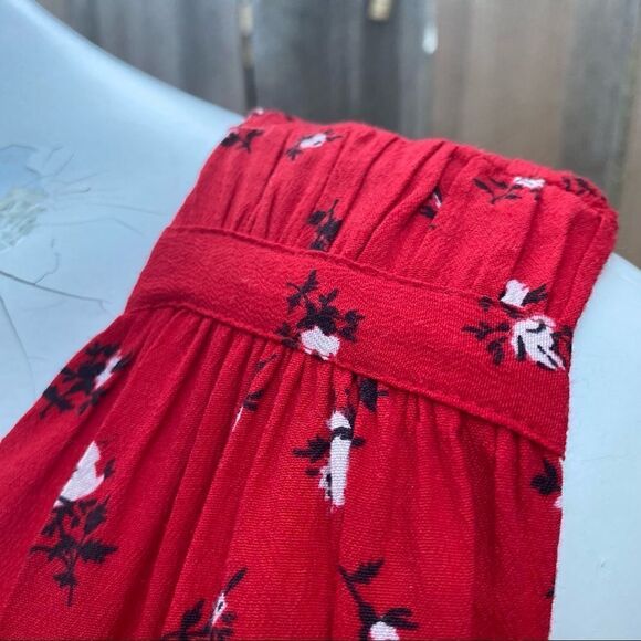 Madewell Magnolia XS Tie-back Floral Summer Dress Red - Picture 13 of 15